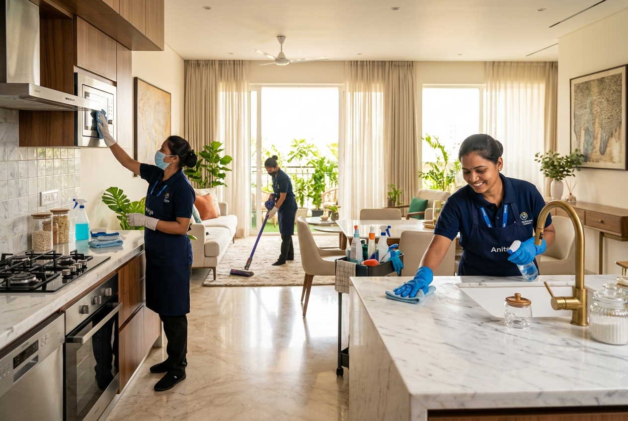 Deep cleaning kitchen counters and surfaces